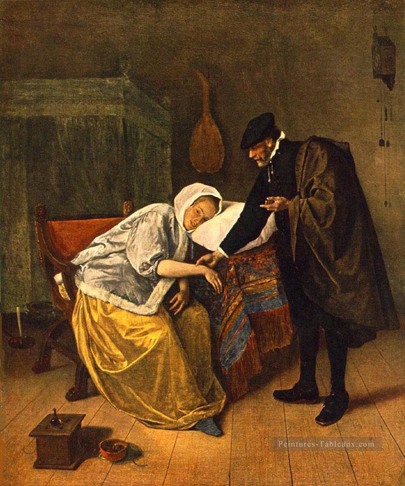 Le docteur et son patient néerlandais genre peintre Jan Steen Peintures à l'huile